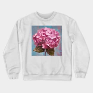 Simple Pink Folk Art Hydrangea Flower Crewneck Sweatshirt